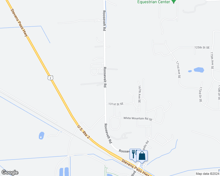 map of restaurants, bars, coffee shops, grocery stores, and more near 12909 Roosevelt Road in Snohomish