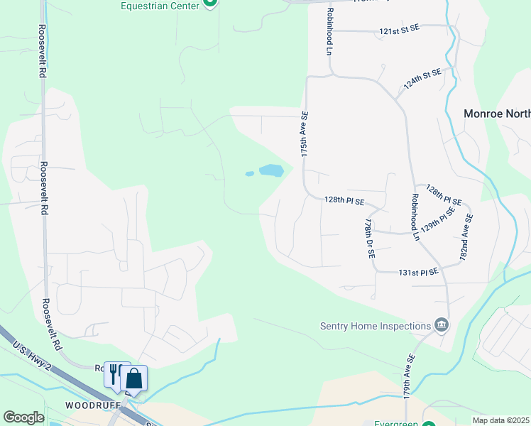 map of restaurants, bars, coffee shops, grocery stores, and more near 17309 129th Place Southeast in Snohomish
