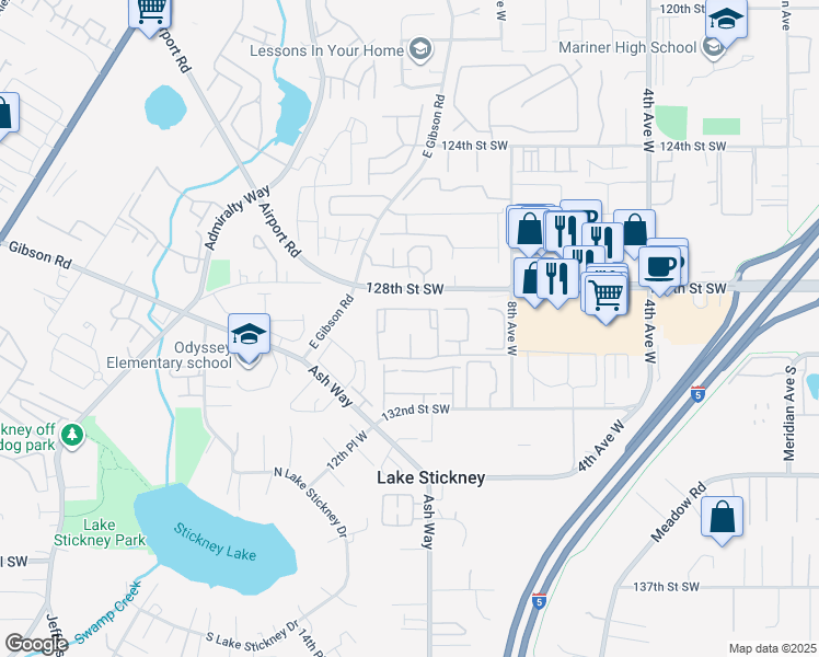 map of restaurants, bars, coffee shops, grocery stores, and more near in Paine Field-Lake Stickney