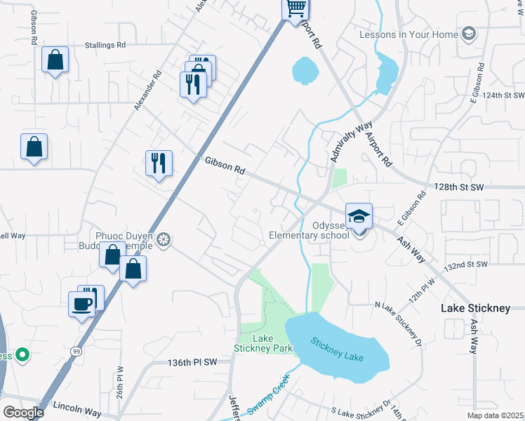 map of restaurants, bars, coffee shops, grocery stores, and more near 13000 Admiralty Way in Everett