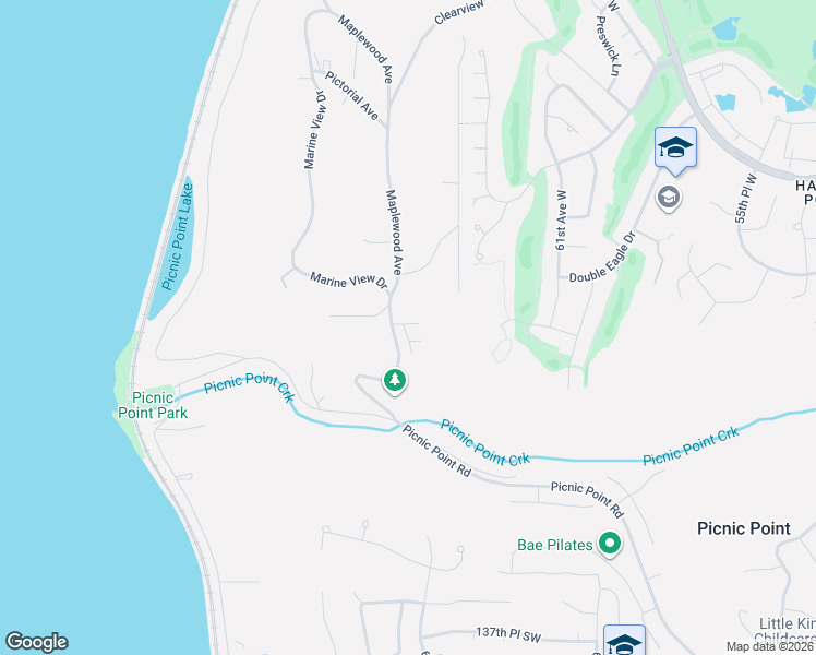 map of restaurants, bars, coffee shops, grocery stores, and more near 12916 65th Place West in Edmonds