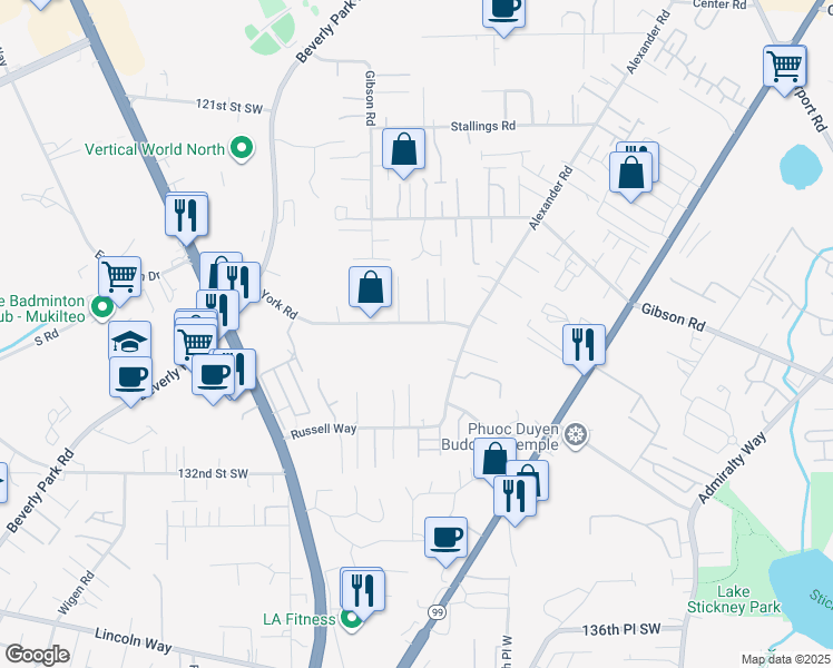 map of restaurants, bars, coffee shops, grocery stores, and more near 12818 28th Place West in Everett