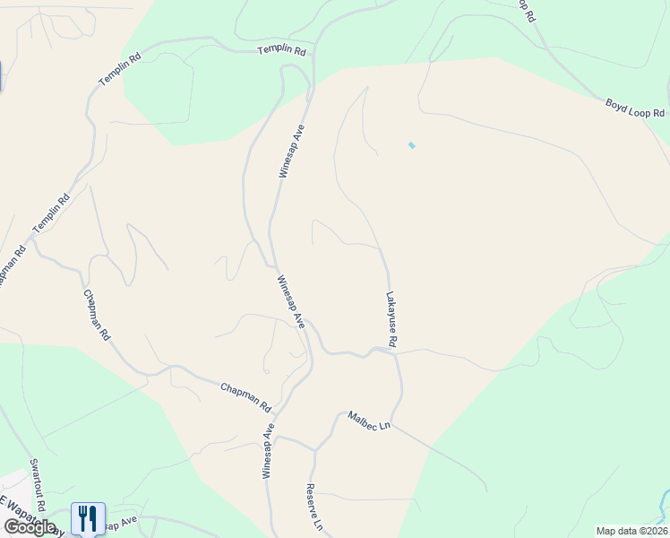 map of restaurants, bars, coffee shops, grocery stores, and more near 485 Lakayuse Road in Manson