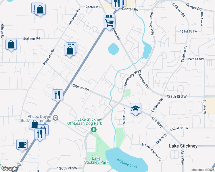 map of restaurants, bars, coffee shops, grocery stores, and more near 12705 Avondale Way in Everett