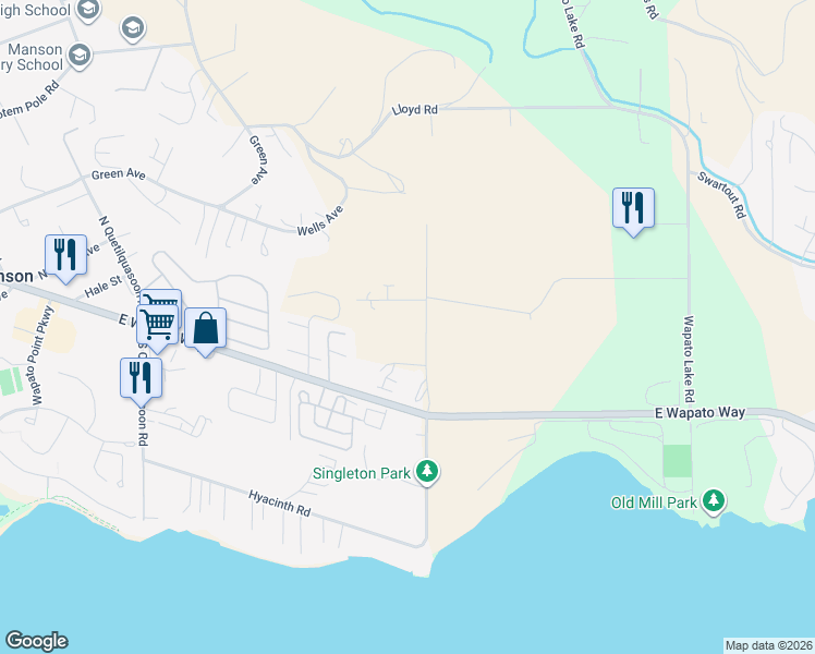 map of restaurants, bars, coffee shops, grocery stores, and more near 175 Madeline Road in Manson