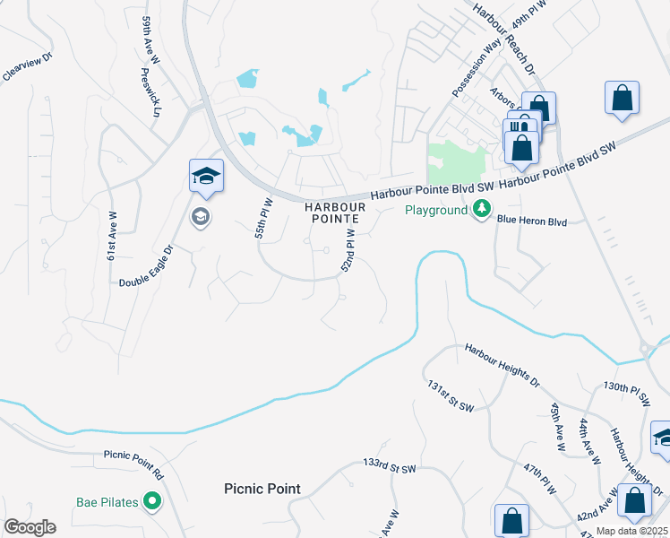 map of restaurants, bars, coffee shops, grocery stores, and more near 5307 125th Place Southwest in Mukilteo
