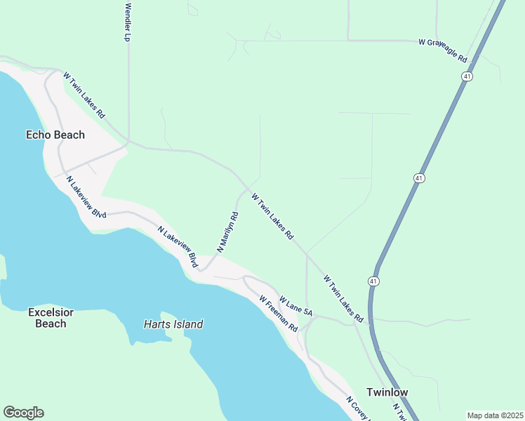 map of restaurants, bars, coffee shops, grocery stores, and more near West Twin Lakes Road in Kootenai County