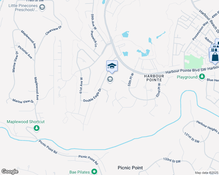 map of restaurants, bars, coffee shops, grocery stores, and more near 12300 Harbour Pointe Boulevard in Mukilteo