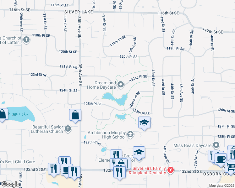 map of restaurants, bars, coffee shops, grocery stores, and more near 3731 125th Place Southeast in Everett