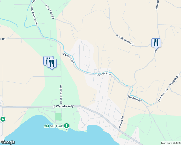 map of restaurants, bars, coffee shops, grocery stores, and more near 1555 Swartout Road in Manson