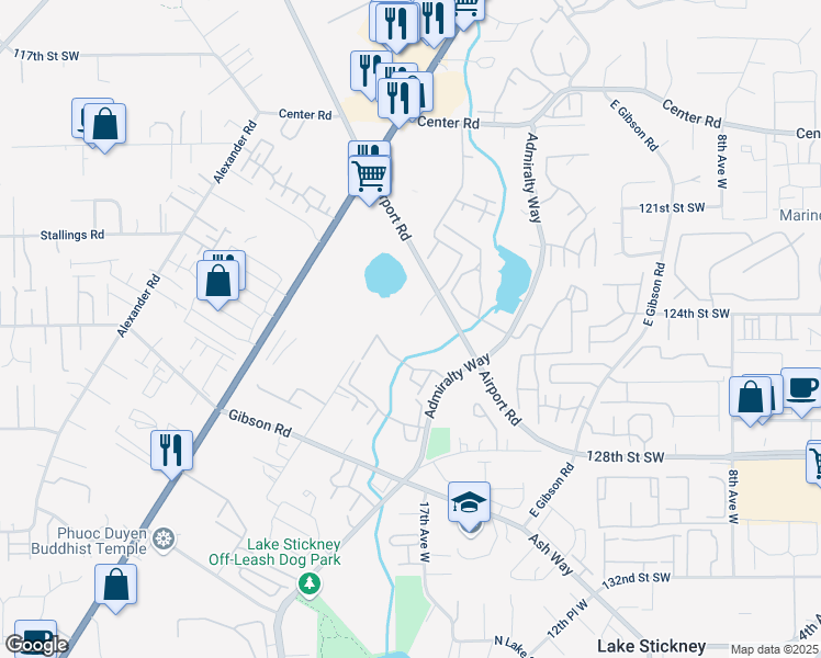 map of restaurants, bars, coffee shops, grocery stores, and more near 12404 19th Place West in Everett