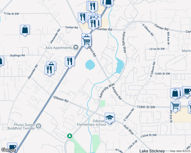 map of restaurants, bars, coffee shops, grocery stores, and more near 12310 19th Place West in Everett