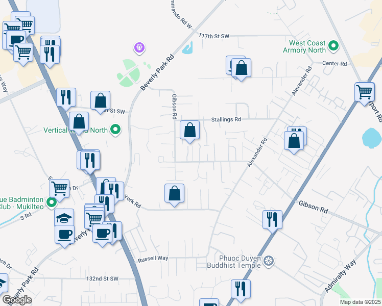 map of restaurants, bars, coffee shops, grocery stores, and more near 4 29th Avenue West in Everett