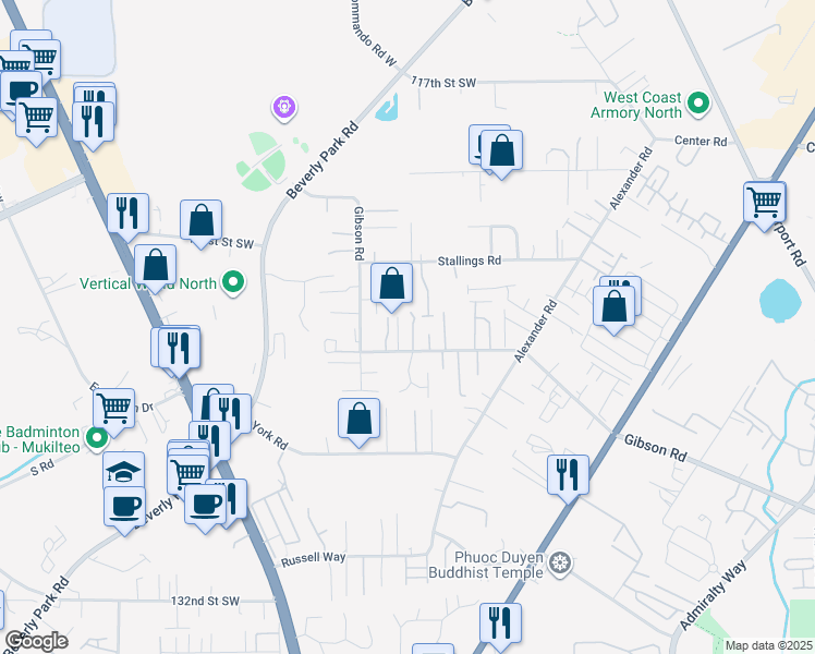 map of restaurants, bars, coffee shops, grocery stores, and more near 4 29th Avenue West in Everett