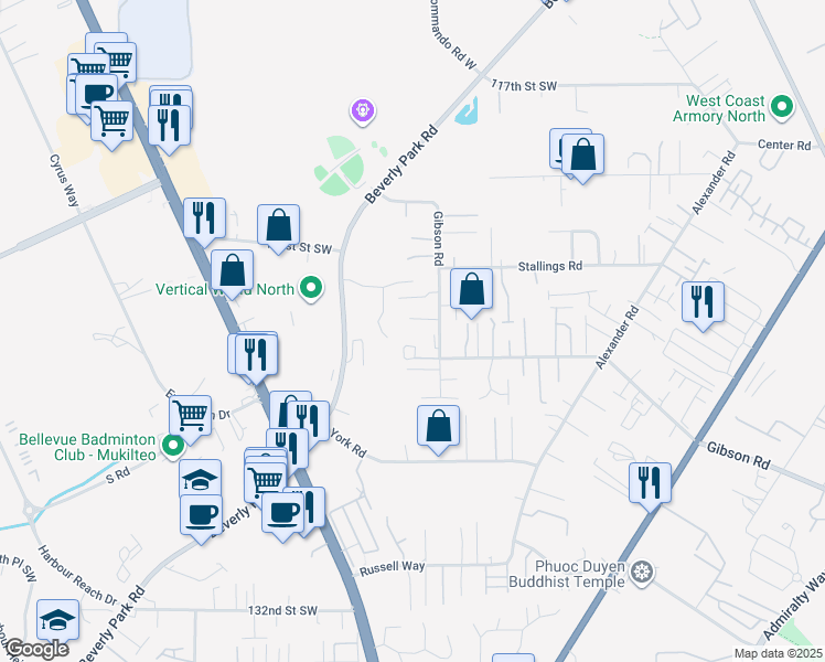 map of restaurants, bars, coffee shops, grocery stores, and more near 3028 123rd Place Southwest in Everett