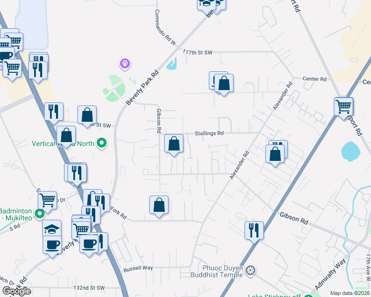 map of restaurants, bars, coffee shops, grocery stores, and more near 12202 29th Avenue West in Everett