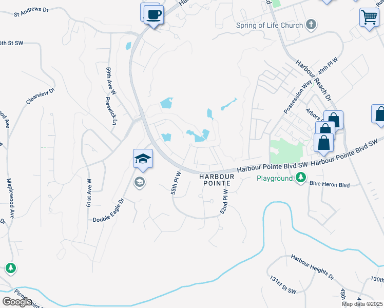 map of restaurants, bars, coffee shops, grocery stores, and more near 12303 Harbour Pointe Boulevard in Mukilteo