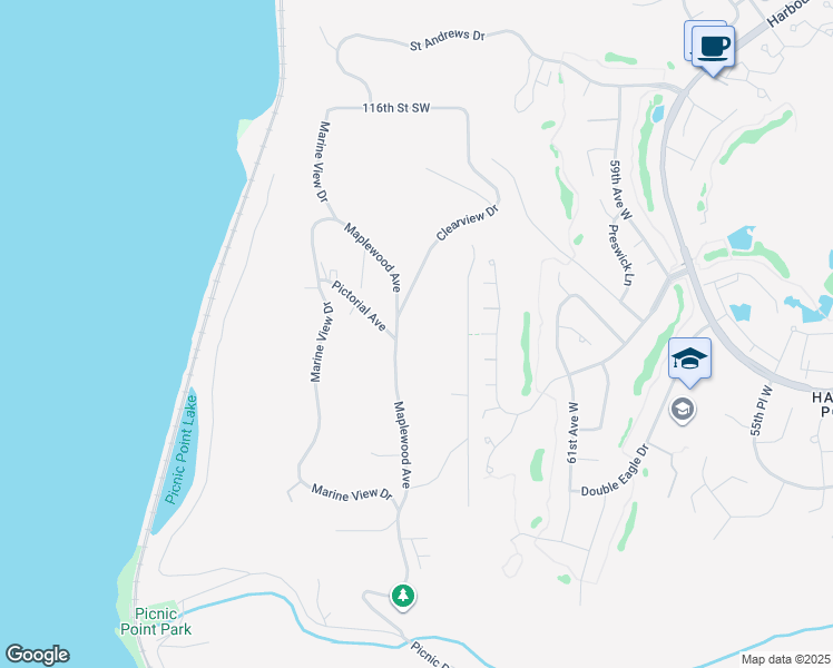 map of restaurants, bars, coffee shops, grocery stores, and more near 12219 Maplewood Avenue in Edmonds