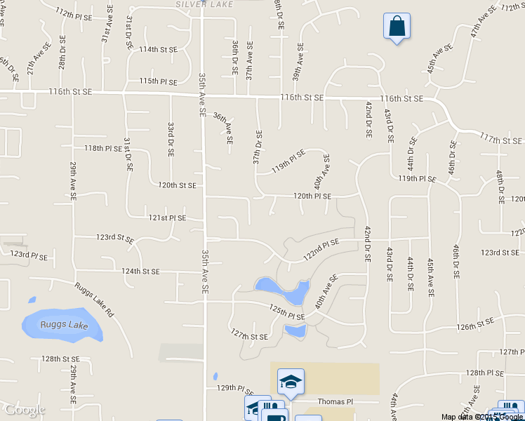 map of restaurants, bars, coffee shops, grocery stores, and more near 12108 38th Avenue Southeast in Everett