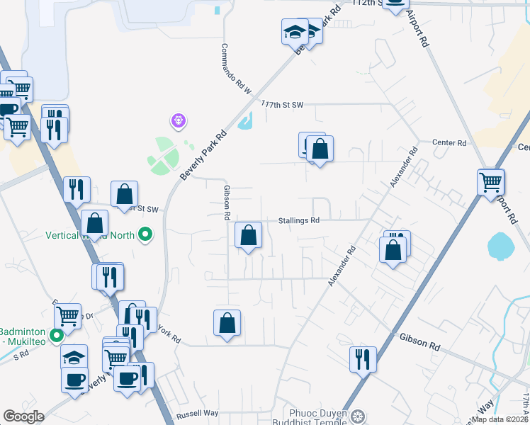 map of restaurants, bars, coffee shops, grocery stores, and more near 12202 29th Avenue West in Everett