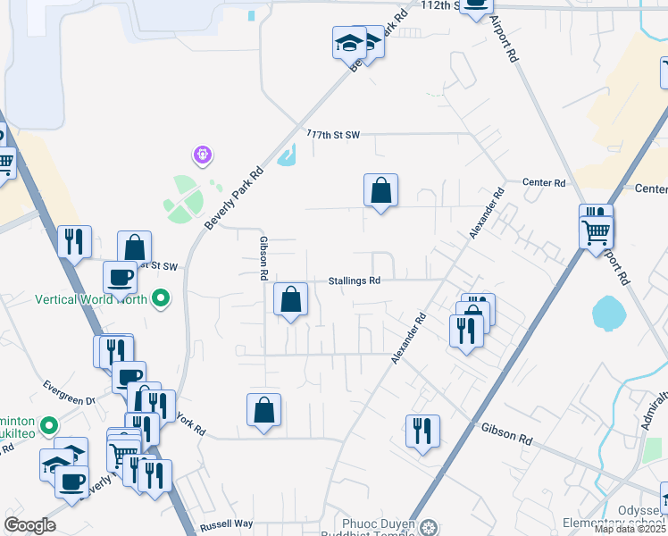 map of restaurants, bars, coffee shops, grocery stores, and more near 2733 122nd Street Southwest in Everett