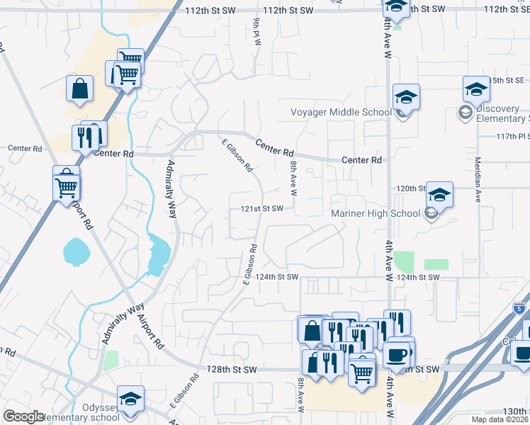 map of restaurants, bars, coffee shops, grocery stores, and more near 1003 122nd Place Southwest in Everett