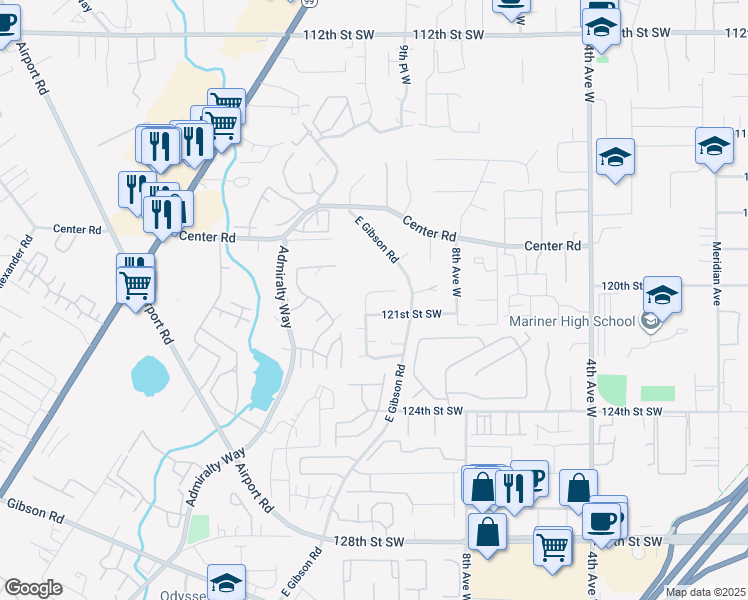 map of restaurants, bars, coffee shops, grocery stores, and more near 12015 11th Place West in Everett