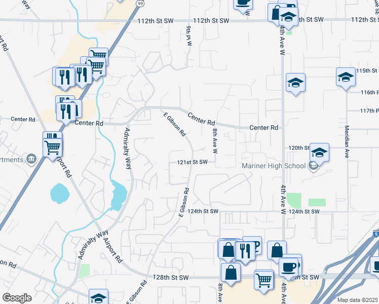 map of restaurants, bars, coffee shops, grocery stores, and more near 928 120th Street Southwest in Everett