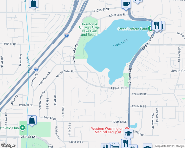 map of restaurants, bars, coffee shops, grocery stores, and more near 1420 119th Place Southeast in Everett