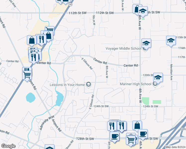 map of restaurants, bars, coffee shops, grocery stores, and more near 928 120th Street Southwest in Everett