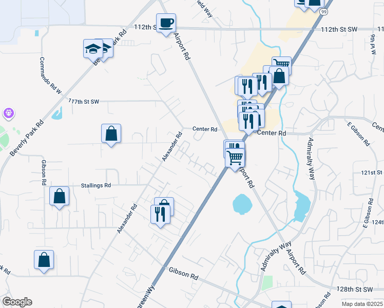 map of restaurants, bars, coffee shops, grocery stores, and more near 12118 Highway 99 in Everett