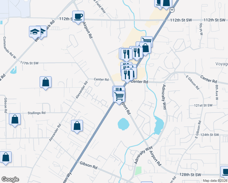 map of restaurants, bars, coffee shops, grocery stores, and more near in Snohomish County