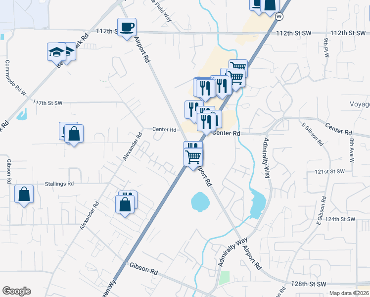map of restaurants, bars, coffee shops, grocery stores, and more near in Snohomish County