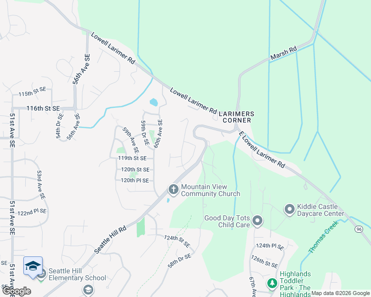 map of restaurants, bars, coffee shops, grocery stores, and more near 11817 62nd Avenue Southeast in Snohomish