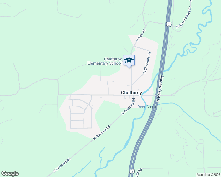 map of restaurants, bars, coffee shops, grocery stores, and more near 3411 East Chattaroy Road in Chattaroy