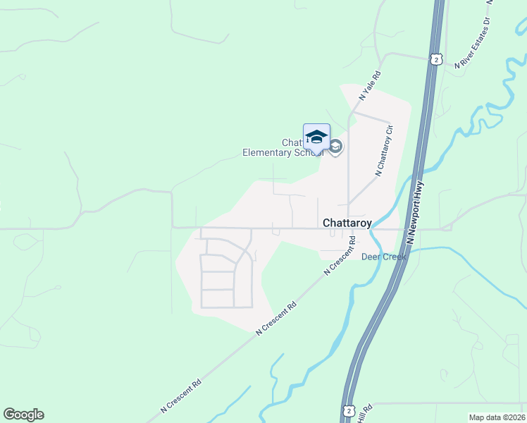 map of restaurants, bars, coffee shops, grocery stores, and more near 3307 East Chattaroy Road in Chattaroy