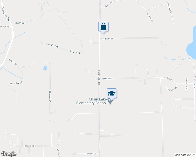 map of restaurants, bars, coffee shops, grocery stores, and more near 19411 118th Street Southeast in Snohomish