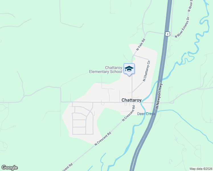 map of restaurants, bars, coffee shops, grocery stores, and more near 3411 East Chattaroy Road in Chattaroy