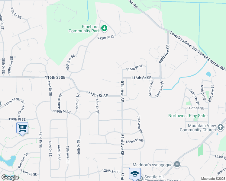 map of restaurants, bars, coffee shops, grocery stores, and more near 5016 117th Street Southeast in Everett