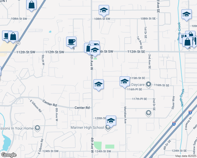 map of restaurants, bars, coffee shops, grocery stores, and more near 11513 3rd Place West in Everett