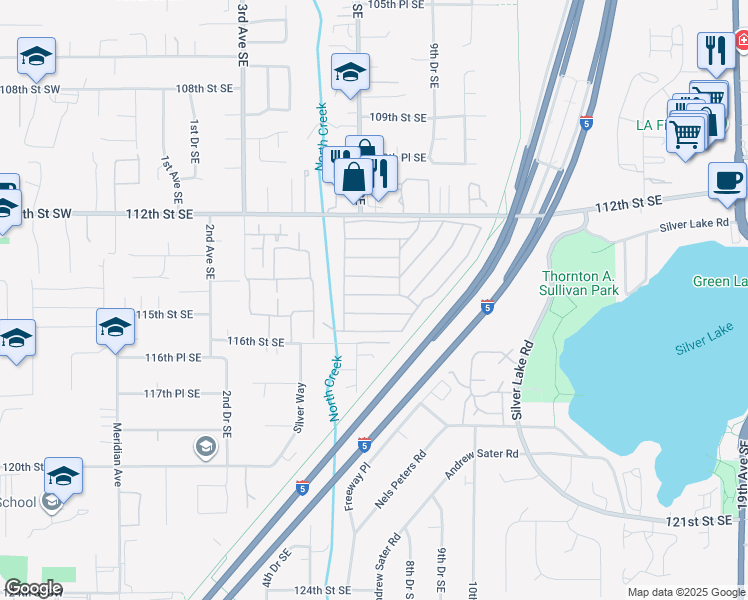 map of restaurants, bars, coffee shops, grocery stores, and more near 620 112th Street Southeast in Everett