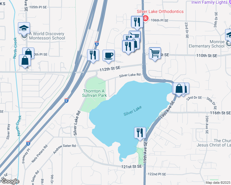 map of restaurants, bars, coffee shops, grocery stores, and more near 11319 East Ibberson Drive in Everett