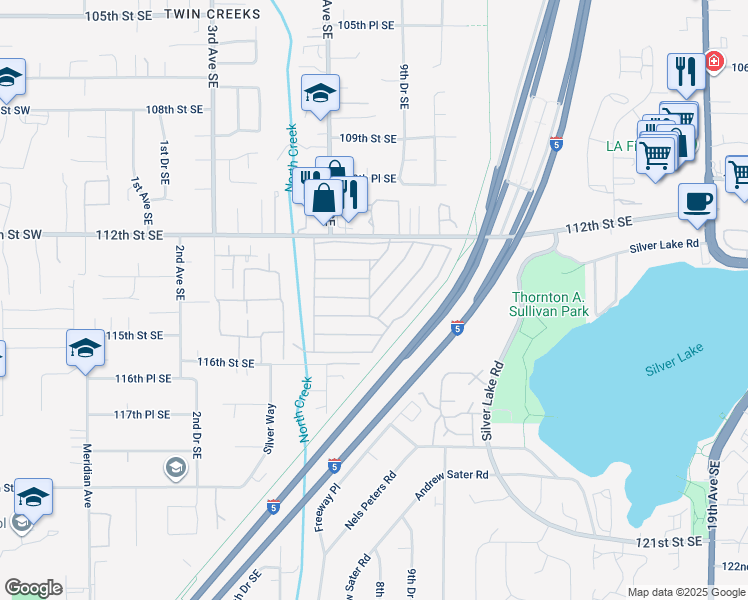map of restaurants, bars, coffee shops, grocery stores, and more near 620 112th Street Southeast in Everett