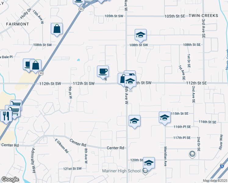 map of restaurants, bars, coffee shops, grocery stores, and more near 11330 4th Avenue West in Everett