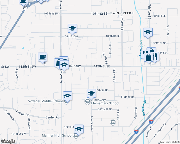 map of restaurants, bars, coffee shops, grocery stores, and more near in Paine Field-Lake Stickney
