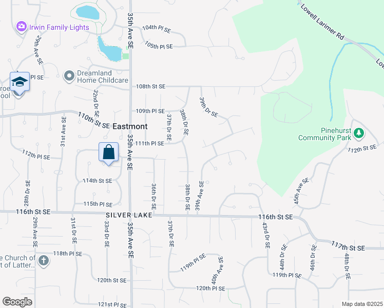 map of restaurants, bars, coffee shops, grocery stores, and more near 11120 38th Drive Southeast in Everett