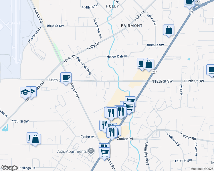 map of restaurants, bars, coffee shops, grocery stores, and more near 11126 17th Court West in Everett