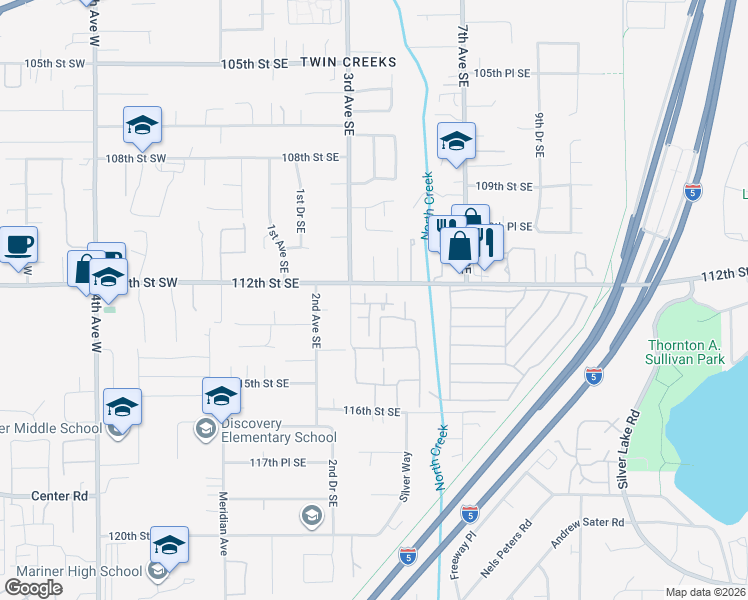 map of restaurants, bars, coffee shops, grocery stores, and more near 11201 3rd Avenue Southeast in Everett