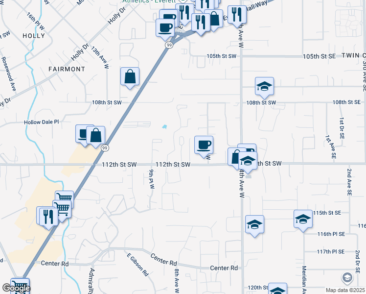 map of restaurants, bars, coffee shops, grocery stores, and more near 11700 Mukilteo Speedway in Mukilteo