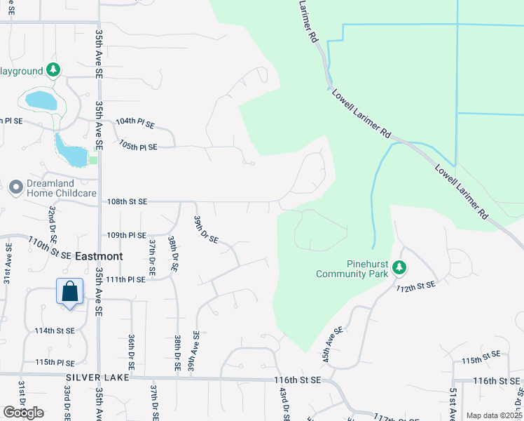 map of restaurants, bars, coffee shops, grocery stores, and more near 10805 42nd Drive Southeast in Everett